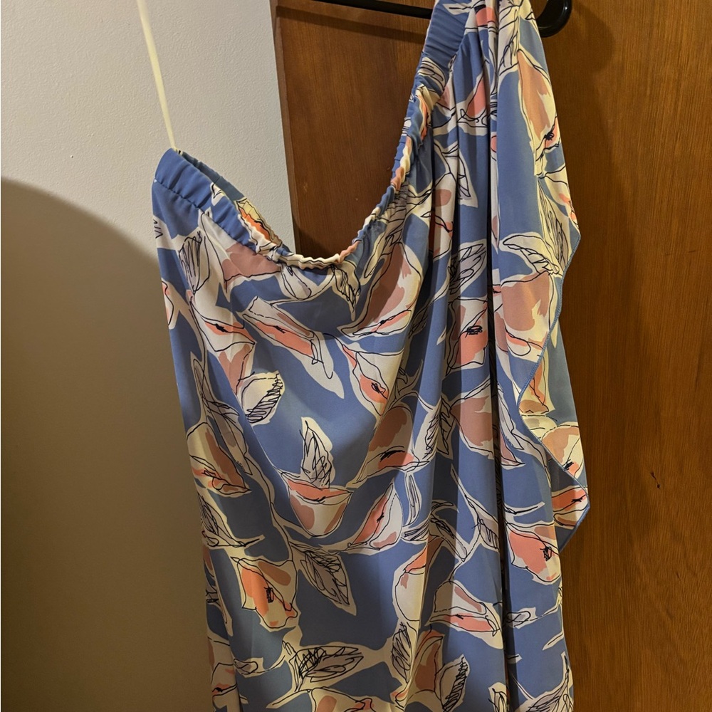 Women’s Fresh Tart Brand Blue and Pink Floral Off Shoulder Blouse Size Large NWT